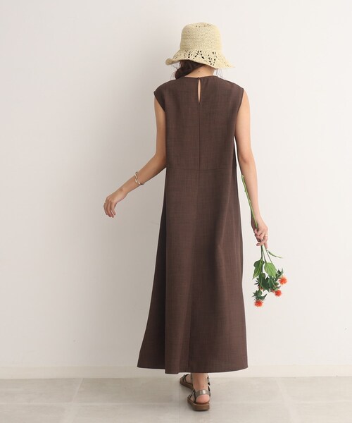 DRESKIP(ドレスキップ)の「◆一枚でさらり 麻調ウエスト切替ワンピース(ワンピース・レディース・ブラウン系/グレー系その他/サンドベージュ・02/03/04)」の5枚目の写真