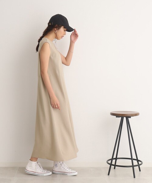 DRESKIP(ドレスキップ)の「◆一枚でさらり 麻調ウエスト切替ワンピース(ワンピース・レディース・ブラウン系/グレー系その他/サンドベージュ・02/03/04)」の6枚目の写真