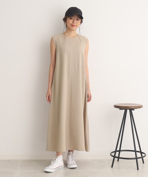 DRESKIP(ドレスキップ)の「◆一枚でさらり 麻調ウエスト切替ワンピース(ワンピース・レディース・ブラウン系/グレー系その他/サンドベージュ・02/03/04)」の15枚目の写真