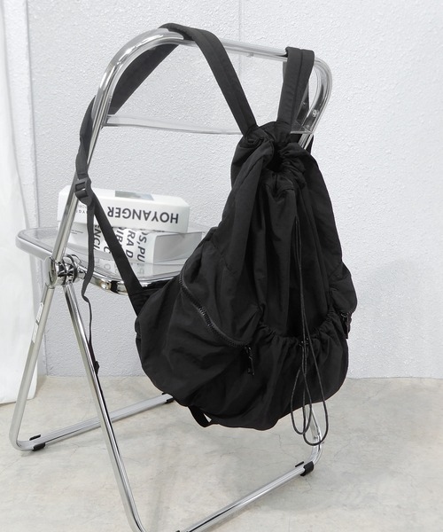 minia（ミニア）の「シャカシャカ素材のドロストリュック（バックパック/リュック・レディース・ブラック/ベージュ/ブルー・FREE）」の9枚目の写真