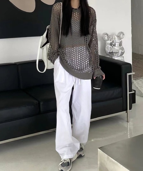 セール】ルーズメッシュニットトップス（Tシャツ/カットソー）｜SHEENA