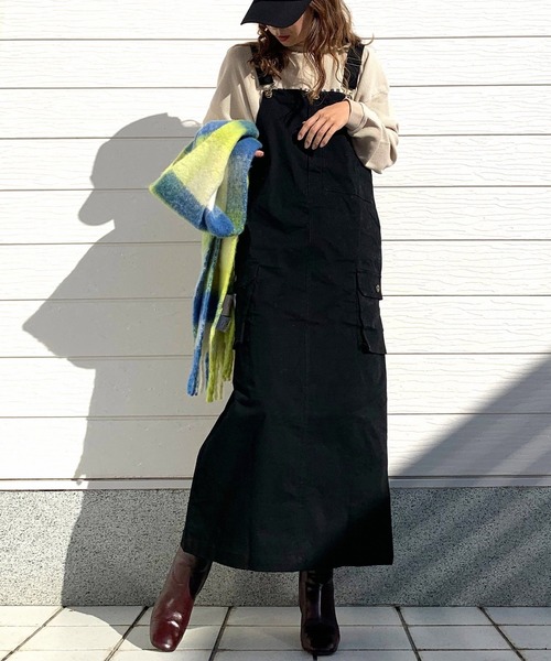 Q（キュー）の「ブロックチェックマフラー（マフラー・レディース・イエロー系/オレンジ系・ONE SIZE）」の5枚目の写真