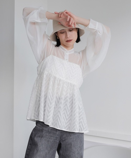 LOWRYS FARM（ローリーズファーム）の「フェザージャガードキャミ　962452（キャミソール・レディース・ブラック/ホワイト/その他/オフホワイト・FREE）」の10枚目の写真