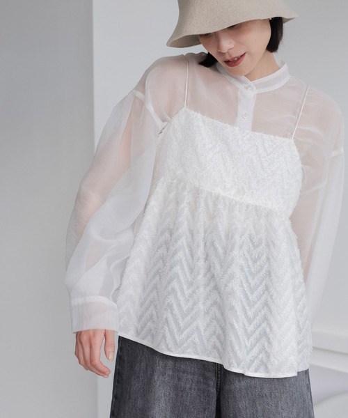 LOWRYS FARM（ローリーズファーム）の「フェザージャガードキャミ　962452（キャミソール・レディース・ブラック/ホワイト/その他/オフホワイト・FREE）」の7枚目の写真