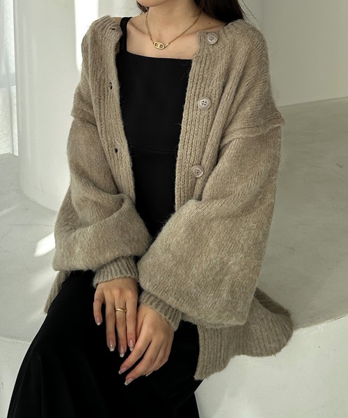 セール】ボリュームスリーブニットカーディガン（カーディガン/ボレロ