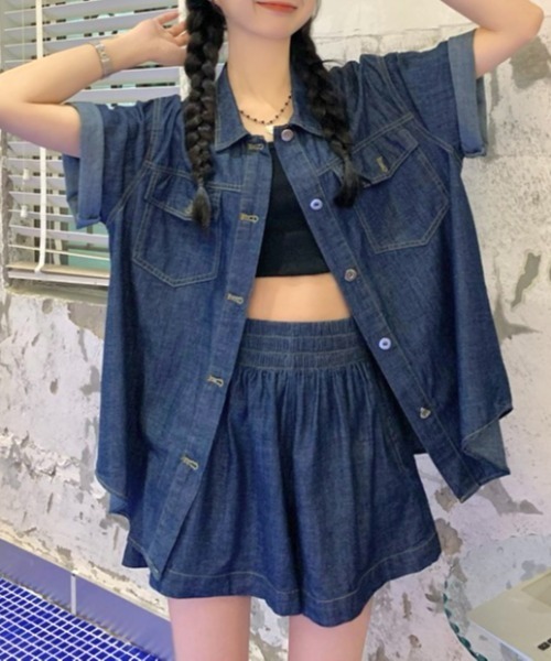 LADY LIKE（レディライク）の「デニムセットアップ2点セット（セットアップ・レディース・ブルー/ブラック・M）」の7枚目の写真