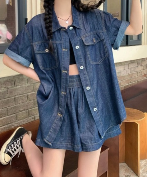 LADY LIKE（レディライク）の「デニムセットアップ2点セット（セットアップ・レディース・ブルー/ブラック・M）」の11枚目の写真