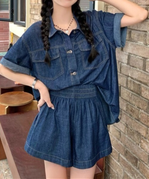 LADY LIKE（レディライク）の「デニムセットアップ2点セット（セットアップ・レディース・ブルー/ブラック・M）」の4枚目の写真