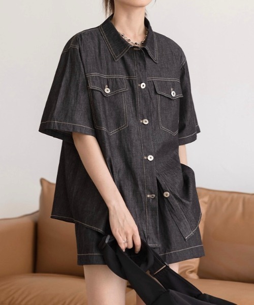 LADY LIKE（レディライク）の「デニムセットアップ2点セット（セットアップ・レディース・ブルー/ブラック・M）」の16枚目の写真