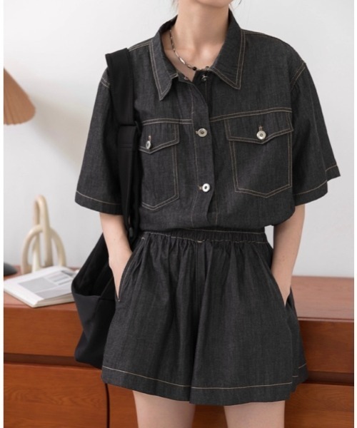 LADY LIKE（レディライク）の「デニムセットアップ2点セット（セットアップ・レディース・ブルー/ブラック・M）」の5枚目の写真