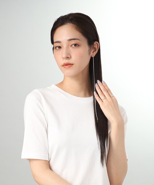 COCOSHNIK ONKITSCH(ココシュニックオンキッチュ)の「シルバー チェーンピアス フラットカーブロング(片耳用)(ピアス(両耳用)・レディース・シルバー・00)」の6枚目の写真