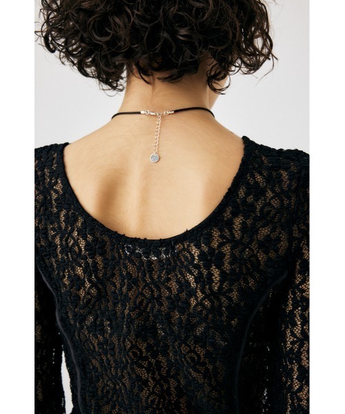 MOUSSY（マウジー）の「BACK OPEN LACE CUT トップス（Tシャツ/カットソー・レディース・ブラック/アイボリー/ライトカーキ・FREE）」の9枚目の写真