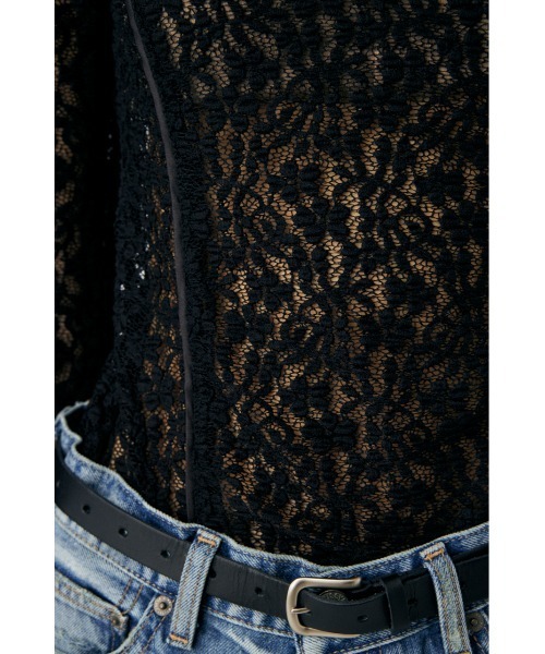 MOUSSY（マウジー）の「BACK OPEN LACE CUT トップス（Tシャツ/カットソー・レディース・ブラック/アイボリー/ライトカーキ・FREE）」の10枚目の写真