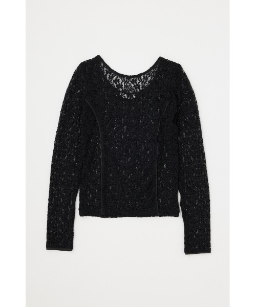 MOUSSY（マウジー）の「BACK OPEN LACE CUT トップス（Tシャツ/カットソー・レディース・ブラック/アイボリー/ライトカーキ・FREE）」の12枚目の写真