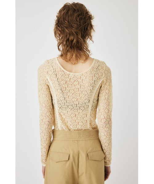 MOUSSY（マウジー）の「BACK OPEN LACE CUT トップス（Tシャツ/カットソー・レディース・ブラック/アイボリー/ライトカーキ・FREE）」の16枚目の写真