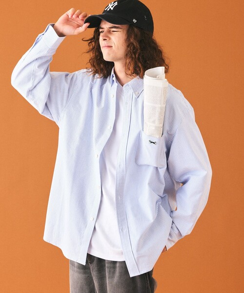 TOWNCRAFT（タウンクラフト）の「TOWN CRAFT/タウンクラフト TOWN CRAFT×FREAK'S STORE/タウンクラフト 別注 リラックスフィット ボタンダウンシャツ/ワンポイント（シャツ/ブラウス・メンズ・ネイビー/オフホワイト/イエロー/グレー/サックスブルー/ホワイト・LARGE/MEDIUM）」の4枚目の写真