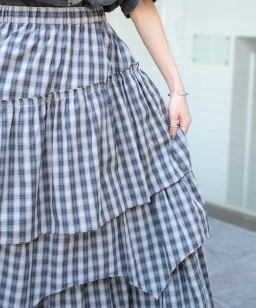 WEGO（ウィゴー）の「WEGO/フリルティアードロングスカート（スカート・レディース・グレー系その他2・FREE）」の5枚目の写真