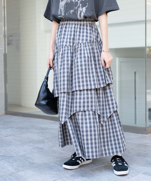 WEGO（ウィゴー）の「WEGO/フリルティアードロングスカート（スカート・レディース・グレー系その他2・FREE）」の7枚目の写真