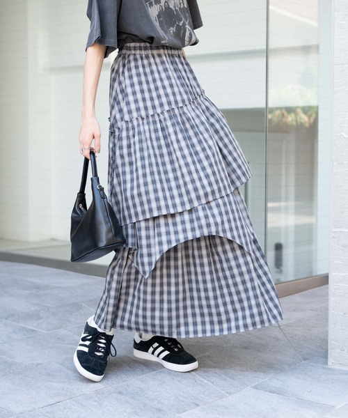 WEGO（ウィゴー）の「WEGO/フリルティアードロングスカート（スカート・レディース・グレー系その他2・FREE）」の8枚目の写真