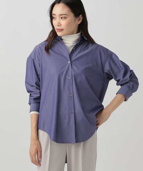 Elura（エルーラ）の「＜2024春ver＞アイロンいらずレギュラーシャツ／961272（シャツ/ブラウス・レディース・グレイッシュベージュ/ホワイト系その他5/ブルー/ホワイト/ライトベージュ/ライトブルー・MEDIUM/SMALL/LARGE）」の11枚目の写真