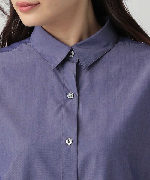 Elura（エルーラ）の「＜2024春ver＞アイロンいらずレギュラーシャツ／961272（シャツ/ブラウス・レディース・グレイッシュベージュ/ホワイト系その他5/ブルー/ホワイト/ライトベージュ/ライトブルー・MEDIUM/SMALL/LARGE）」の18枚目の写真