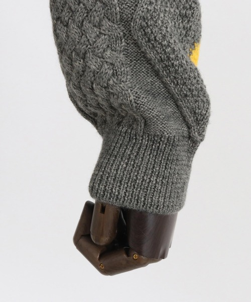 ADAM PATEK(アダムパテック)の「【ADAMPATEK/アダムパテック】Floral pattern cable crew neck / 花柄ケーブルクルーネックニット(ニット/セーター・メンズ・ブルー/ホワイト/グレー・2/1)」の9枚目の写真