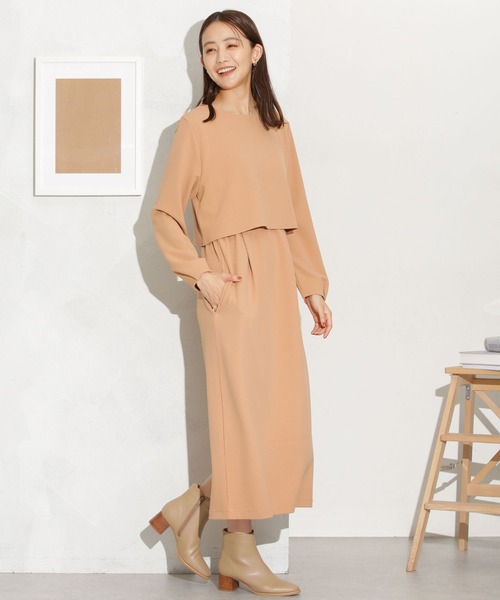 NANO universe（ナノユニバース）の「セットアップ見えドッキングワンピース（ワンピース・レディース・ベージュ/ブラック/ブルー・FREE）」の8枚目の写真