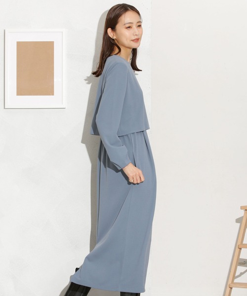 NANO universe（ナノユニバース）の「セットアップ見えドッキングワンピース（ワンピース・レディース・ベージュ/ブラック/ブルー・FREE）」の10枚目の写真