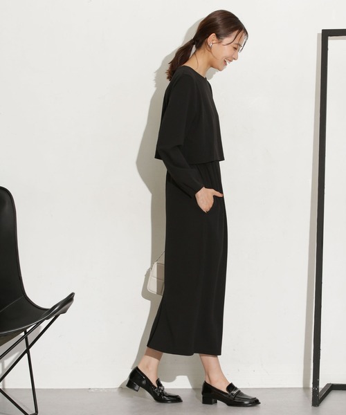 NANO universe（ナノユニバース）の「セットアップ見えドッキングワンピース（ワンピース・レディース・ベージュ/ブラック/ブルー・FREE）」の17枚目の写真