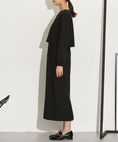 NANO universe（ナノユニバース）の「セットアップ見えドッキングワンピース（ワンピース・レディース・ベージュ/ブラック/ブルー・FREE）」の21枚目の写真