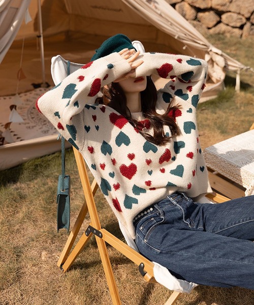 meJane（ミージェーン）の「ハートジャガードニットプルオーバー（Tシャツ/カットソー・レディース・ホワイト・FREE）」の7枚目の写真