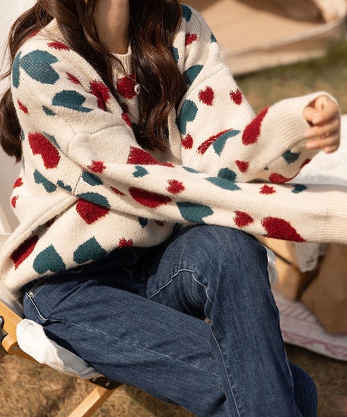 meJane（ミージェーン）の「ハートジャガードニットプルオーバー（Tシャツ/カットソー・レディース・ホワイト・FREE）」の5枚目の写真