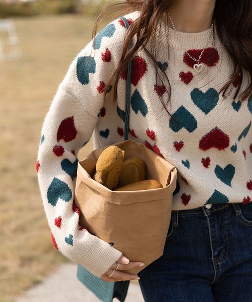 meJane（ミージェーン）の「ハートジャガードニットプルオーバー（Tシャツ/カットソー・レディース・ホワイト・FREE）」の6枚目の写真