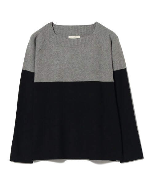 ニット セーター BEAMS HEART / バイカラー 総針 ニットプルオーバー レディース BEAMS HEART ニット セーター / バイカラー 総針 ニットプル