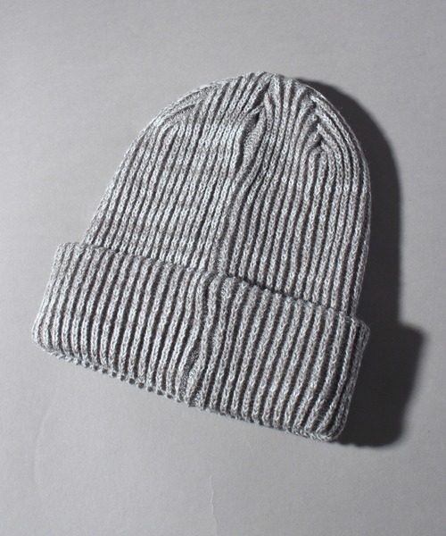 セール】ボリュームあぜ編み PUレザータグ ニットビーニー/ニット