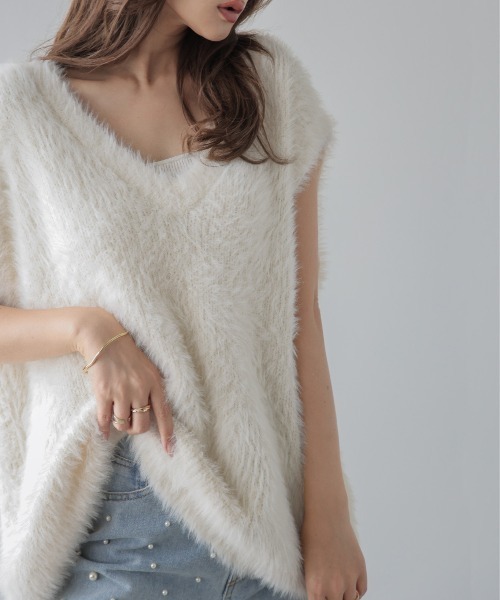 SUGAR BISKET（シュガービスケット）の「ファーニットベスト（ベスト・レディース・ブラウン/ホワイト/ブラック・フリー）」の5枚目の写真