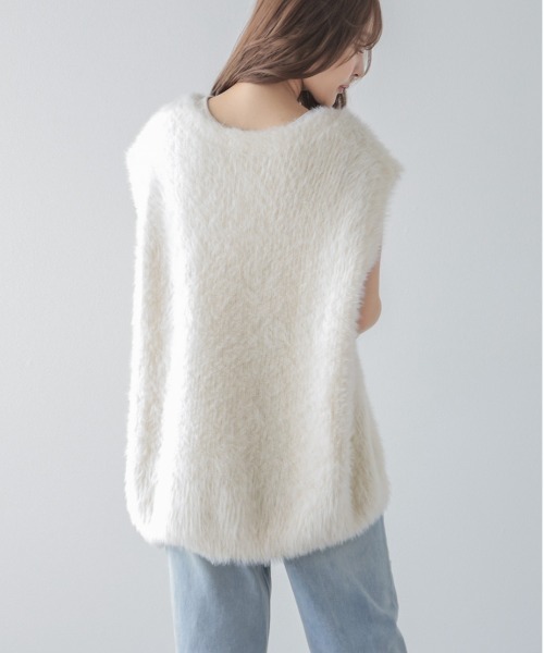 SUGAR BISKET（シュガービスケット）の「ファーニットベスト（ベスト・レディース・ブラウン/ホワイト/ブラック・フリー）」の7枚目の写真