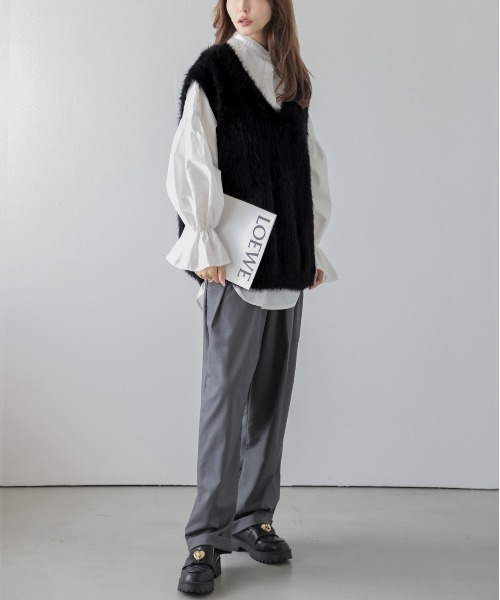 SUGAR BISKET（シュガービスケット）の「ファーニットベスト（ベスト・レディース・ブラウン/ホワイト/ブラック・フリー）」の8枚目の写真