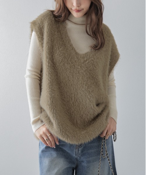 SUGAR BISKET（シュガービスケット）の「ファーニットベスト（ベスト・レディース・ブラウン/ホワイト/ブラック・フリー）」の14枚目の写真