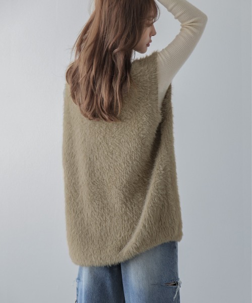 SUGAR BISKET（シュガービスケット）の「ファーニットベスト（ベスト・レディース・ブラウン/ホワイト/ブラック・フリー）」の15枚目の写真