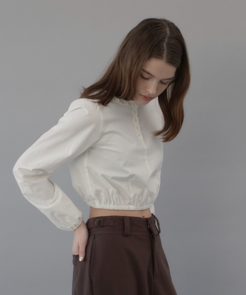 ブラウス シャツ FRILL CUT BLOUSE(フリルカットブラウス） レディース wee9s ブラウス シャツ big collar frill blouse / 付け襟風