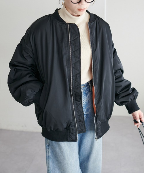 DISCOAT（ディスコート）の「【WEB限定】袖取り外しMA1（ミリタリージャケット・レディース・ブラック/アイボリー/カーキ・FREE）」の7枚目の写真