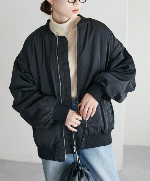 DISCOAT（ディスコート）の「【WEB限定】袖取り外しMA1（ミリタリージャケット・レディース・ブラック/アイボリー/カーキ・FREE）」の8枚目の写真