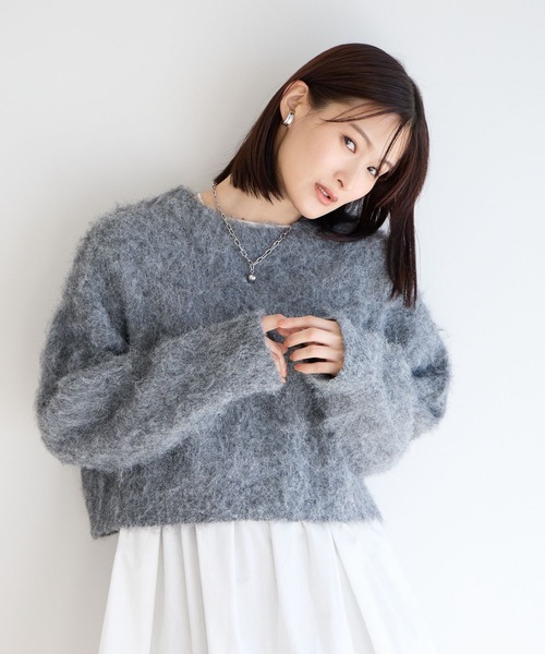 LOWRYS FARM（ローリーズファーム）の「シャギープルオーバーＬＳ　985937（ニット/セーター・レディース・グレー/レッド/アイボリー・FREE）」の17枚目の写真