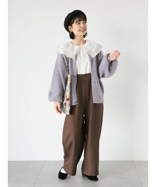 ehka sopo(エヘカソポ)の「ボリュームスリーブクルーカーディガン(カーディガン/ボレロ・レディース・オリーブ/ラベンダー/キナリ・F)」の16枚目の写真