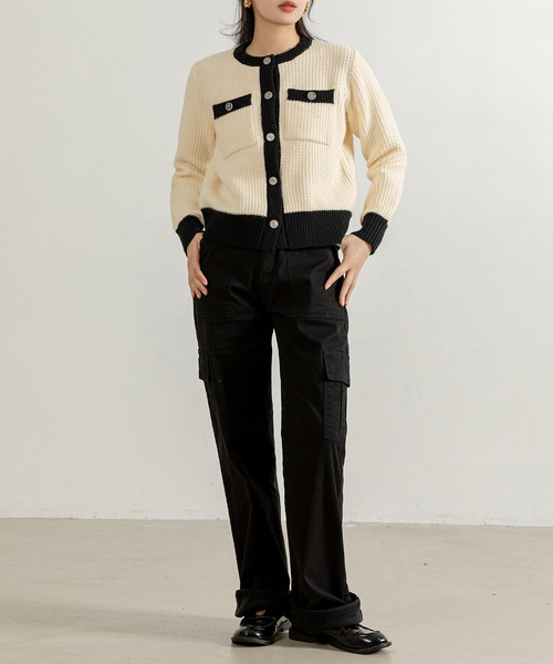 DAY CLOSET（デイ クローゼット）の「【吸湿発熱/裏起毛/大きいサイズ有】冬にぽかぽか タックインも得意。ストレートベイカーカーゴパンツ レディース（カーゴパンツ・レディース・ブラック/ベージュ・XL/M/L/XS/S）」の7枚目の写真