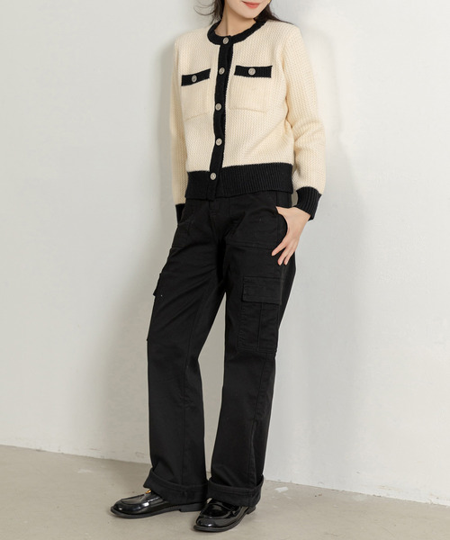 DAY CLOSET（デイ クローゼット）の「【吸湿発熱/裏起毛/大きいサイズ有】冬にぽかぽか タックインも得意。ストレートベイカーカーゴパンツ レディース（カーゴパンツ・レディース・ブラック/ベージュ・XL/M/L/XS/S）」の9枚目の写真