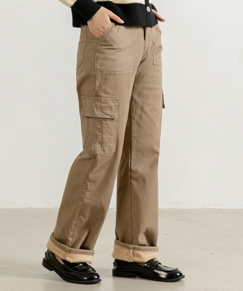 DAY CLOSET（デイ クローゼット）の「【吸湿発熱/裏起毛/大きいサイズ有】冬にぽかぽか タックインも得意。ストレートベイカーカーゴパンツ レディース（カーゴパンツ・レディース・ブラック/ベージュ・XL/M/L/XS/S）」の13枚目の写真