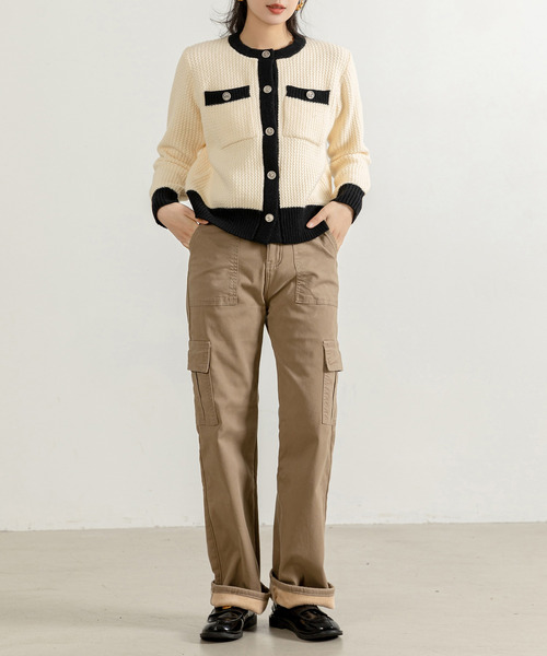 DAY CLOSET（デイ クローゼット）の「【吸湿発熱/裏起毛/大きいサイズ有】冬にぽかぽか タックインも得意。ストレートベイカーカーゴパンツ レディース（カーゴパンツ・レディース・ブラック/ベージュ・XL/M/L/XS/S）」の17枚目の写真