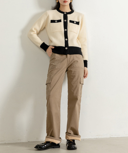 DAY CLOSET（デイ クローゼット）の「【吸湿発熱/裏起毛/大きいサイズ有】冬にぽかぽか タックインも得意。ストレートベイカーカーゴパンツ レディース（カーゴパンツ・レディース・ブラック/ベージュ・XL/M/L/XS/S）」の18枚目の写真